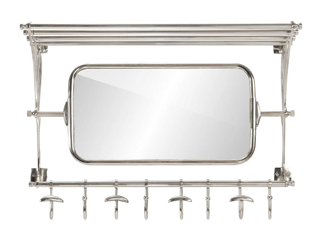 Porte-bagages avec cintres et miroir mural aluminium