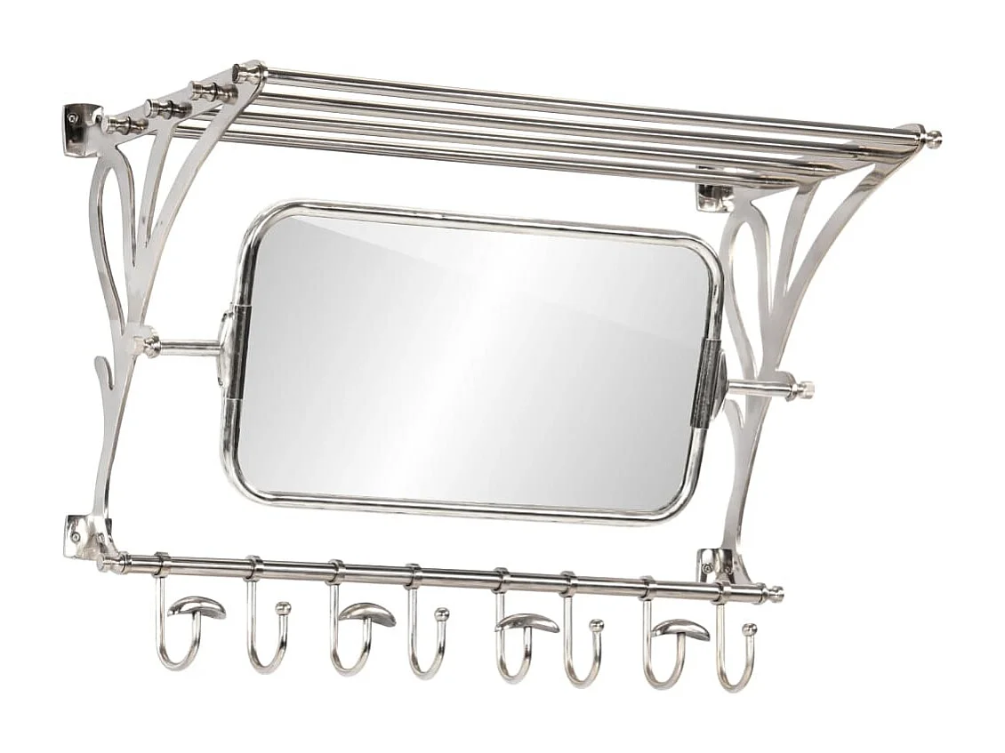 Porte-bagages avec cintres et miroir mural aluminium