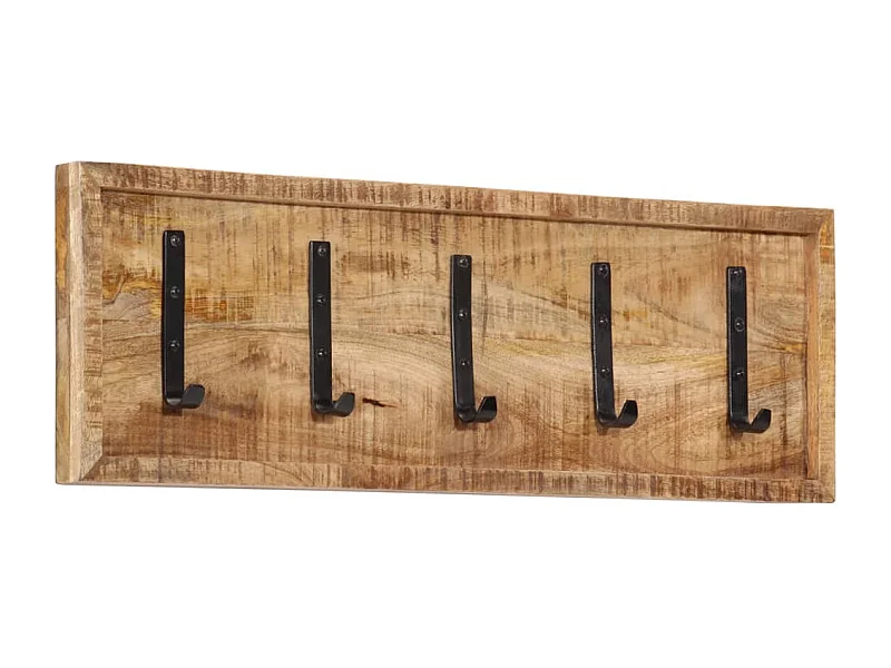 Wandgarderobe mit 5 Haken aus massivem Mangoholz