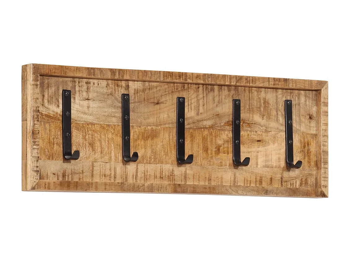 Porte-manteau mural avec 5 crochets bois de manguier massif
