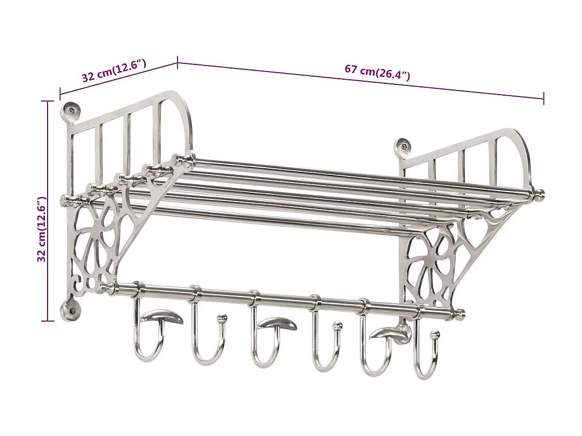 Portaequipajes con colgadores de pared de aluminio.