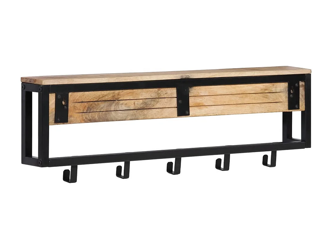 Appendiabiti 87x10x27 cm in legno massello di mango grezzo