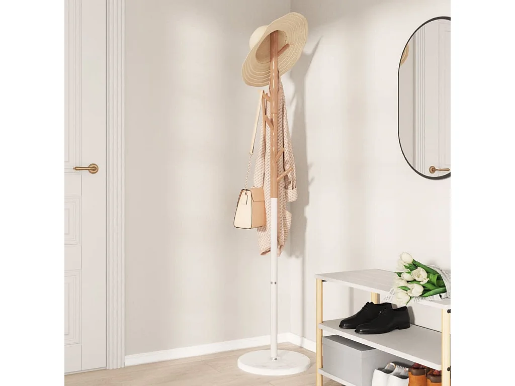 Porte-manteau blanc 172 cm fer enduit de poudre