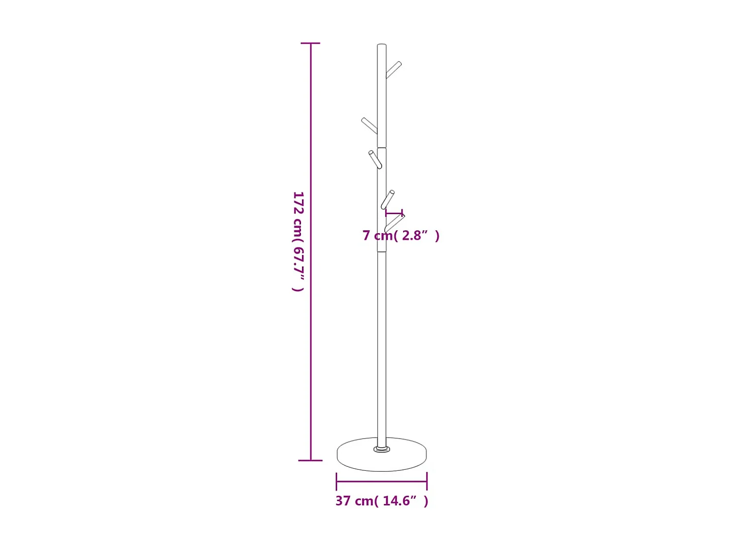 Porte-manteau blanc 172 cm fer enduit de poudre