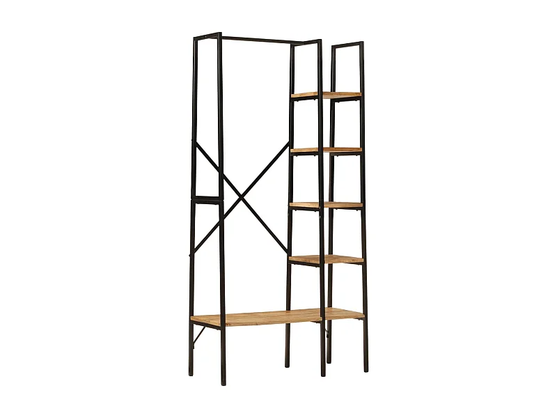 Porte-vêtements et étagères 90x40x190cm bois de manguier et fer