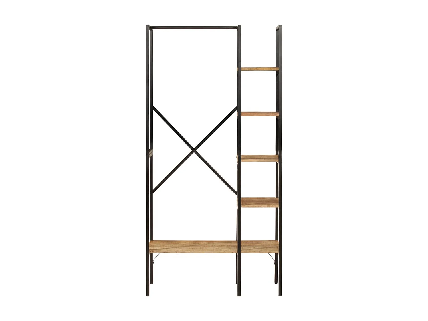 Perchero y baldas 90x40x190cm madera mango y hierro