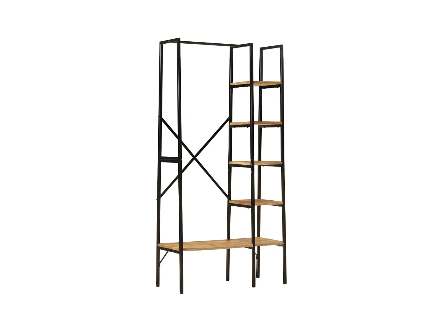 Porte-vêtements et étagères 90x40x190cm bois de manguier et fer