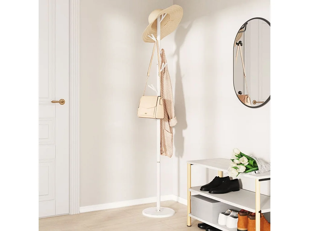 Porte-manteau blanc 175 cm fer enduit de poudre