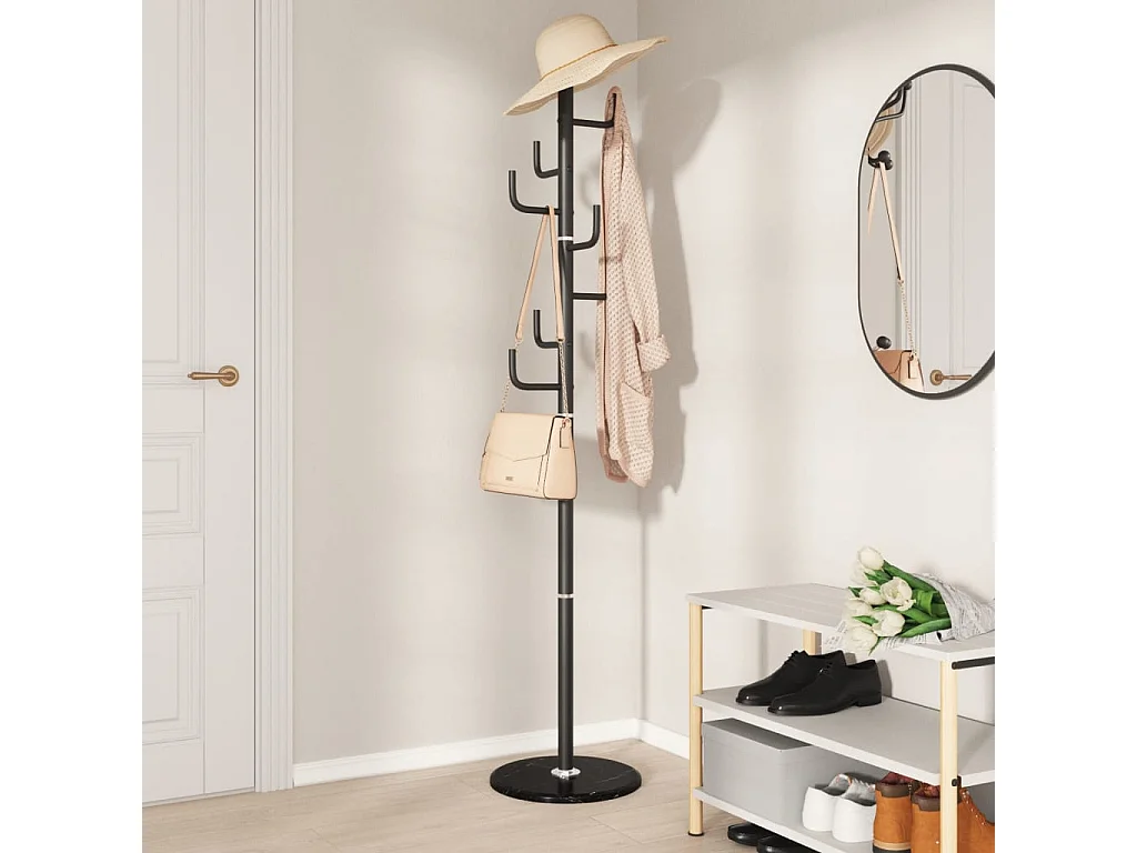 Porte-manteau noir 183 cm fer enduit de poudre