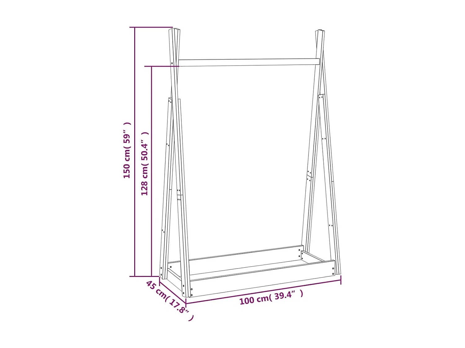 Porte-vêtements 100x45x150 cm Bois de pin massif