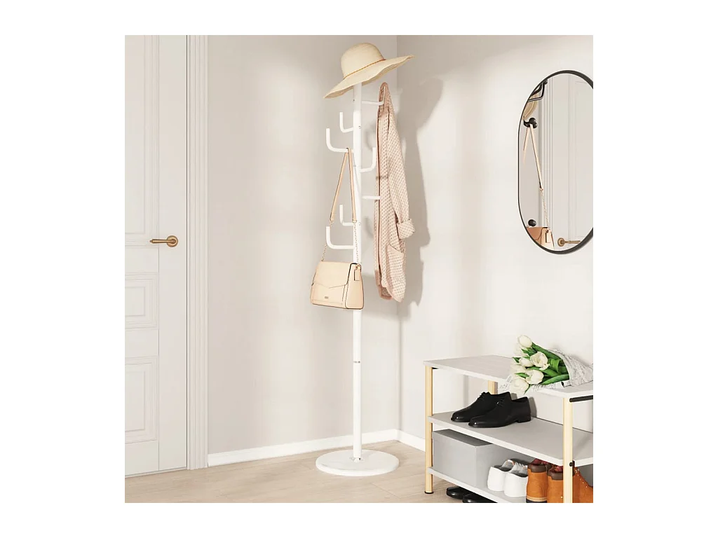 Porte-manteau blanc 183 cm fer enduit de poudre