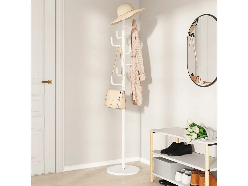 Porte-manteau blanc 183 cm fer enduit de poudre