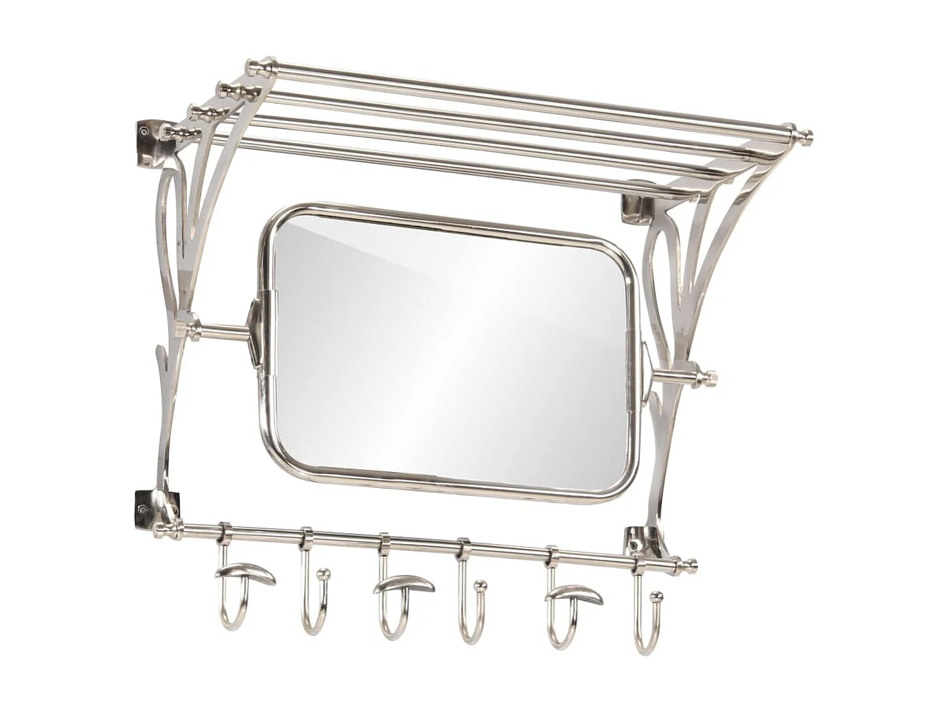 Porte-bagages avec cintres et miroir mural aluminium