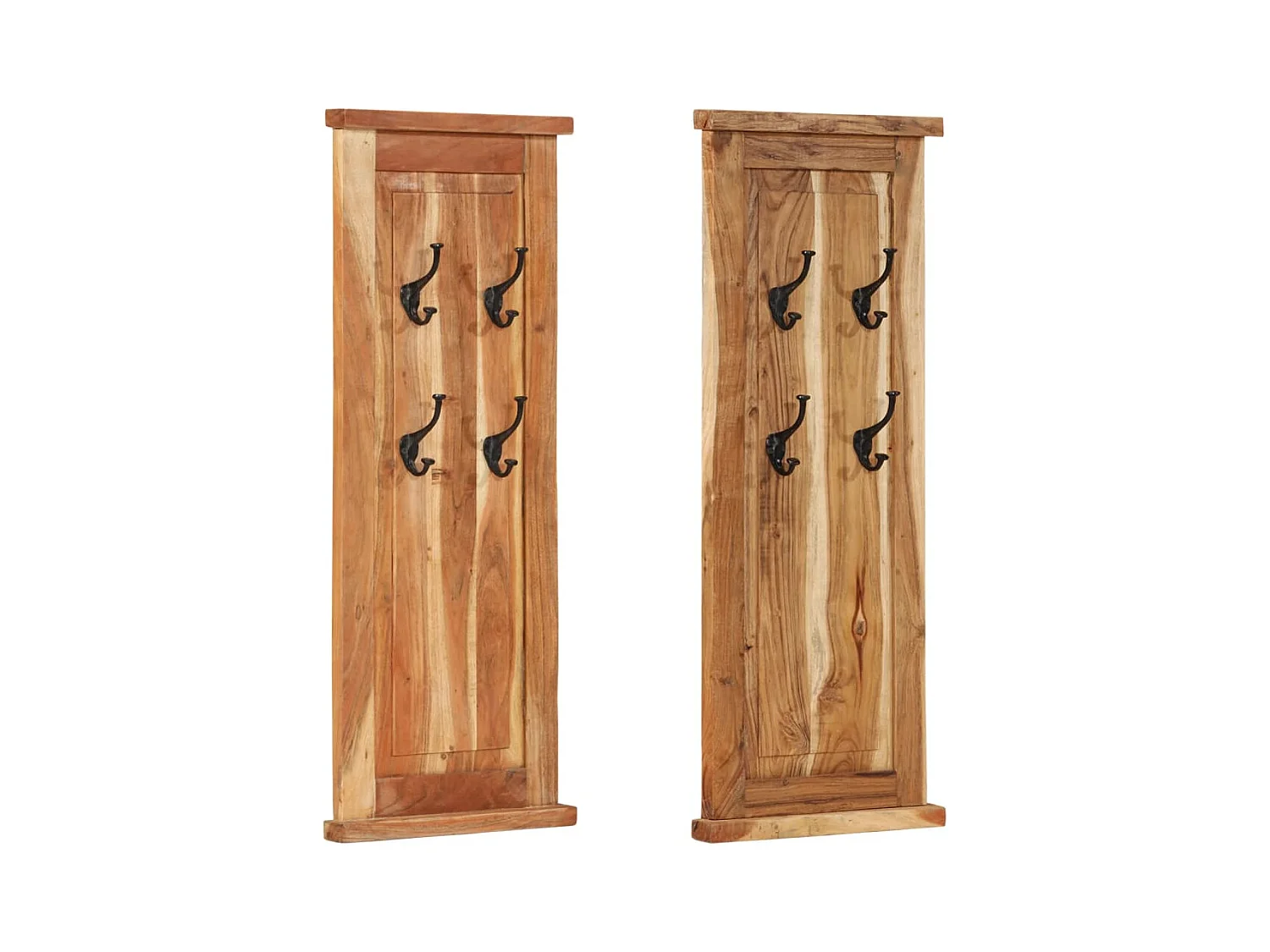 Porte-manteaux 2 pcs Bois massif d'acacia 38x100 cm