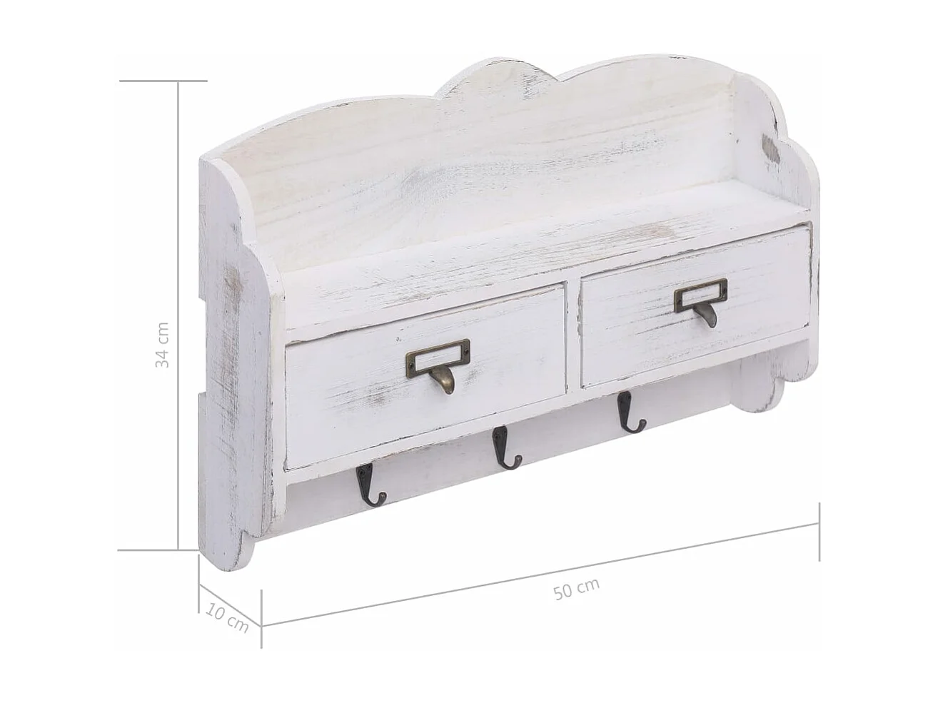 Porte-manteau mural Blanc 50x10x34 cm Bois