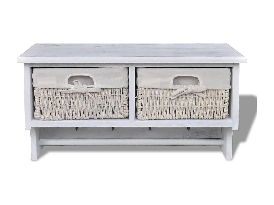 Appendiabiti Bianco 60x23,5x33 cm Legno di Paulownia