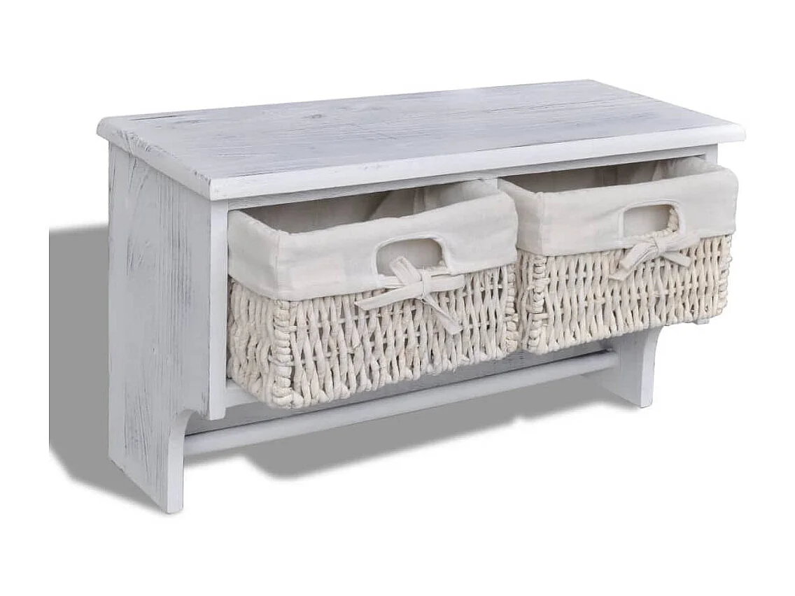 Appendiabiti Bianco 60x23,5x33 cm Legno di Paulownia