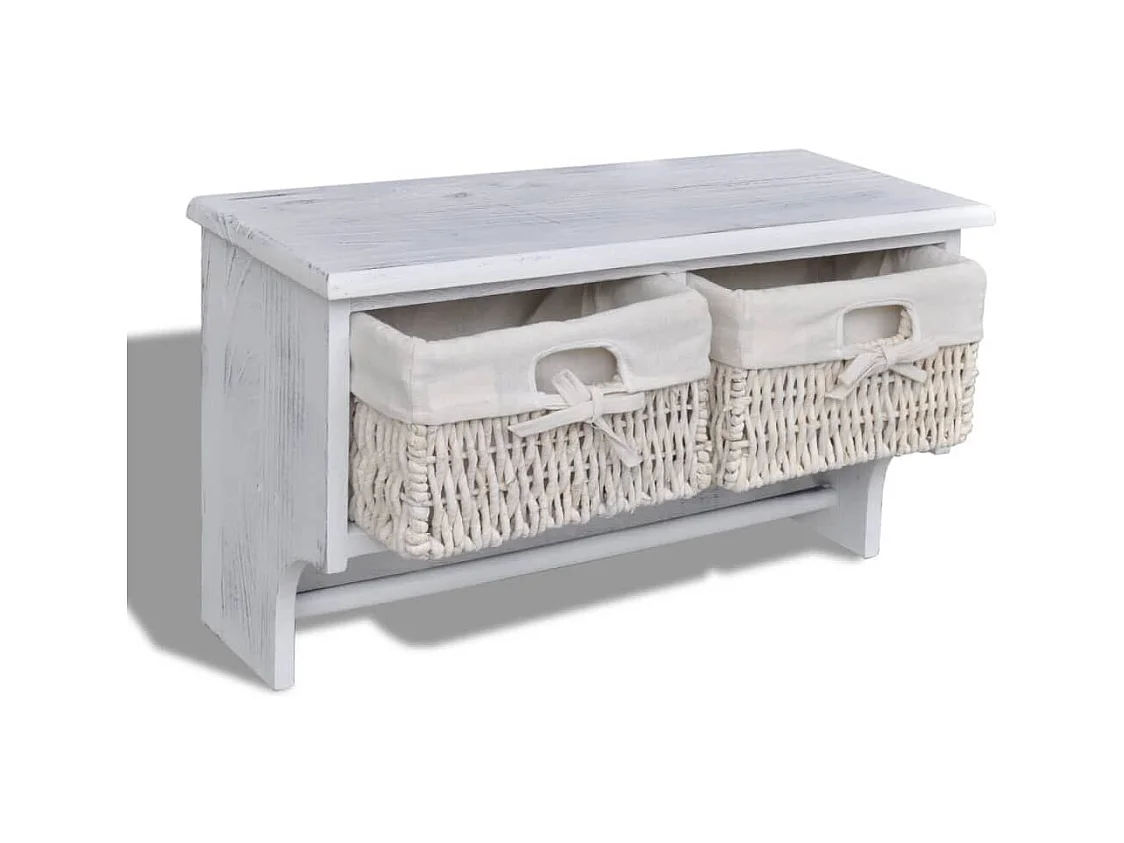 Porte-manteau Blanc 60x23,5x33 cm Bois de Paulownia
