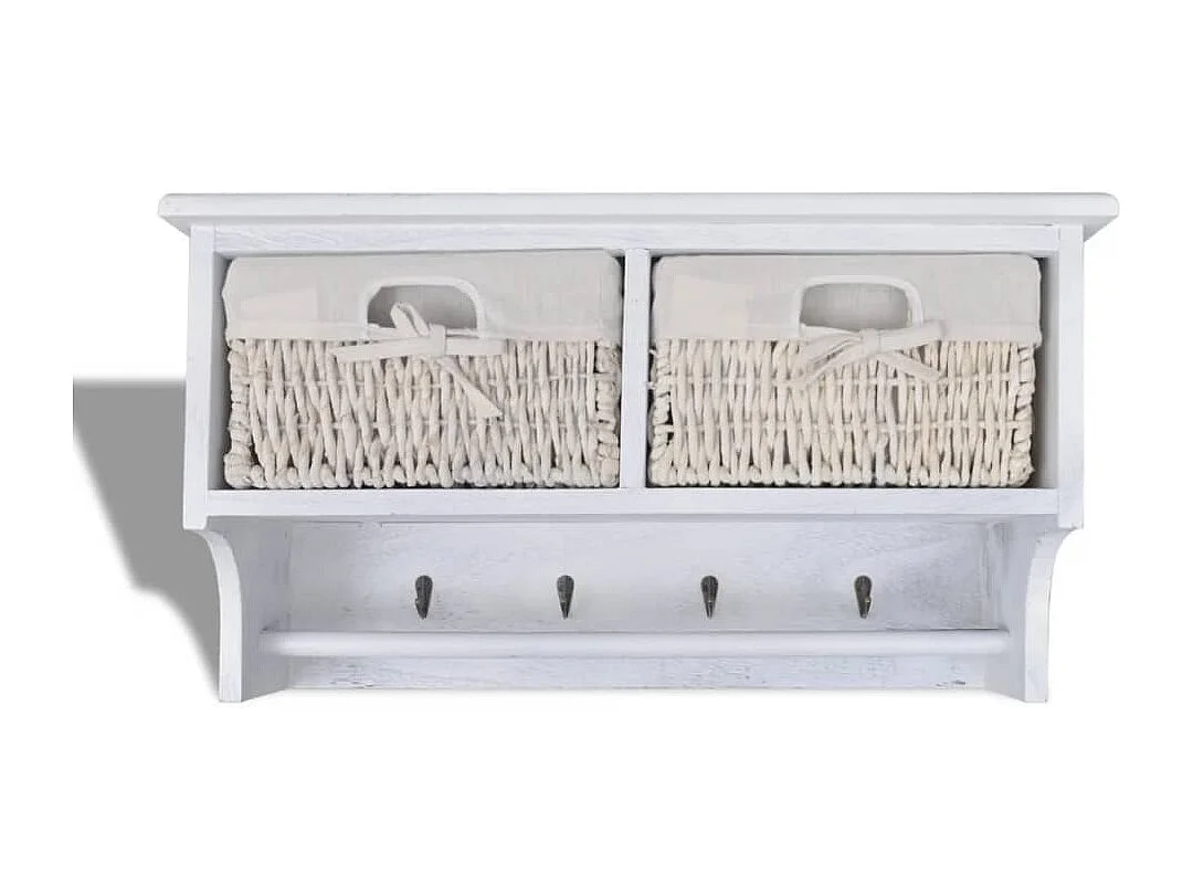 Porte-manteau Blanc 60x23,5x33 cm Bois de Paulownia