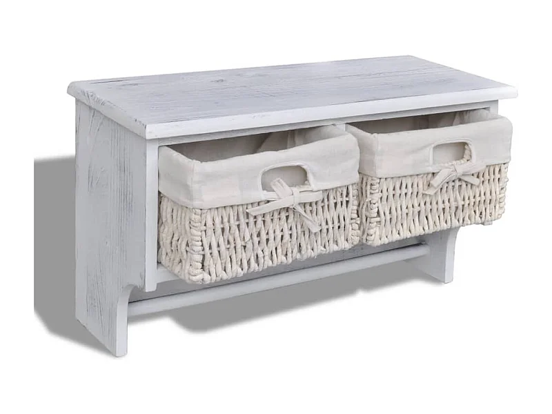 Appendiabiti Bianco 60x23,5x33 cm Legno di Paulownia