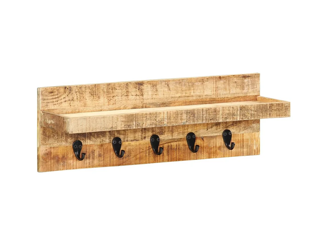 Porte-manteau mural 60x15x20 cm Bois de manguier brut solide