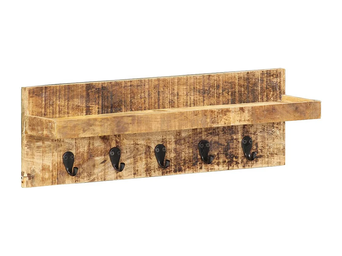 Porte-manteau mural 60x15x20 cm Bois de manguier brut solide