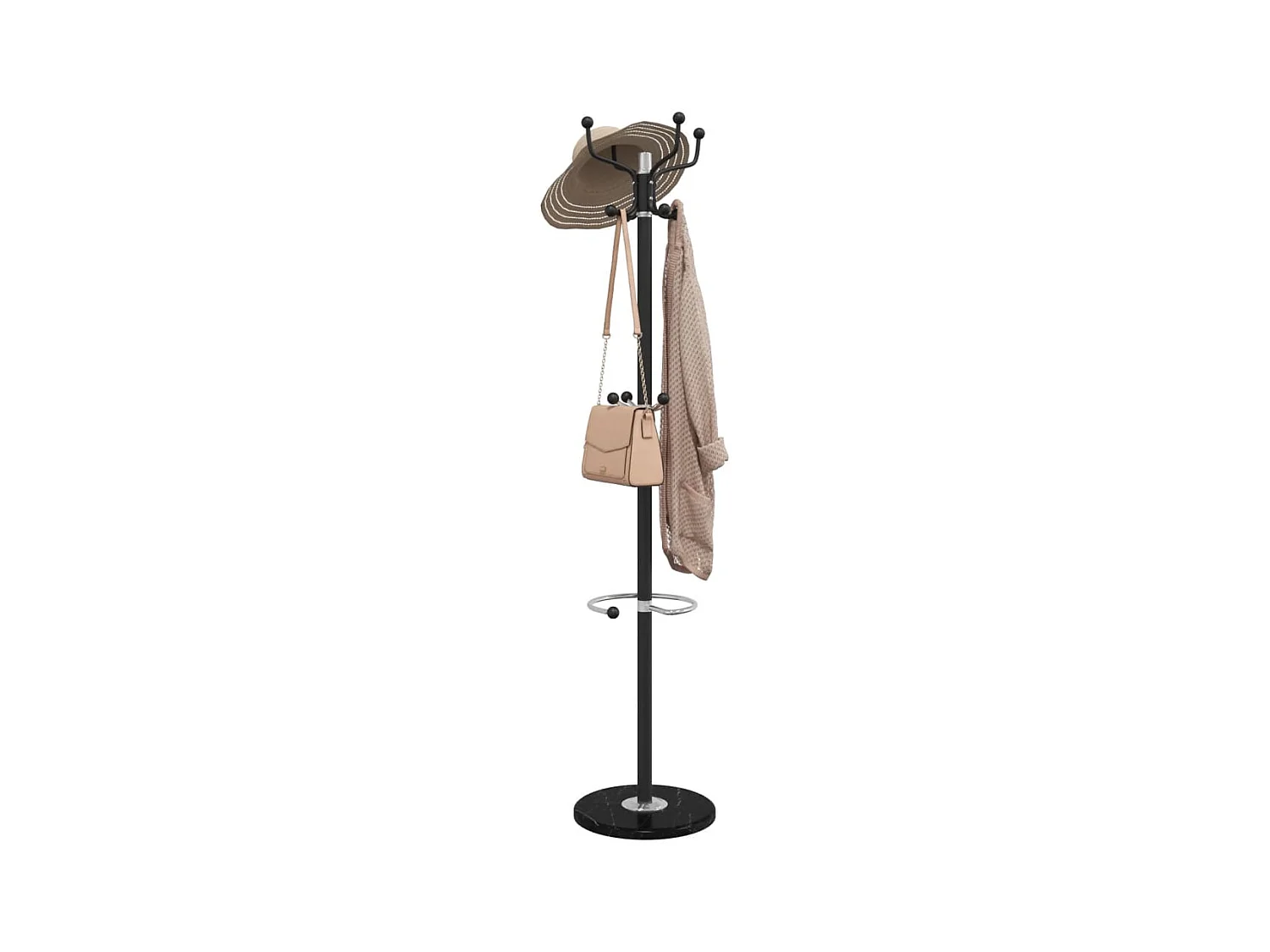 Porte-manteau avec porte-parapluie noir fer enduit de poudre