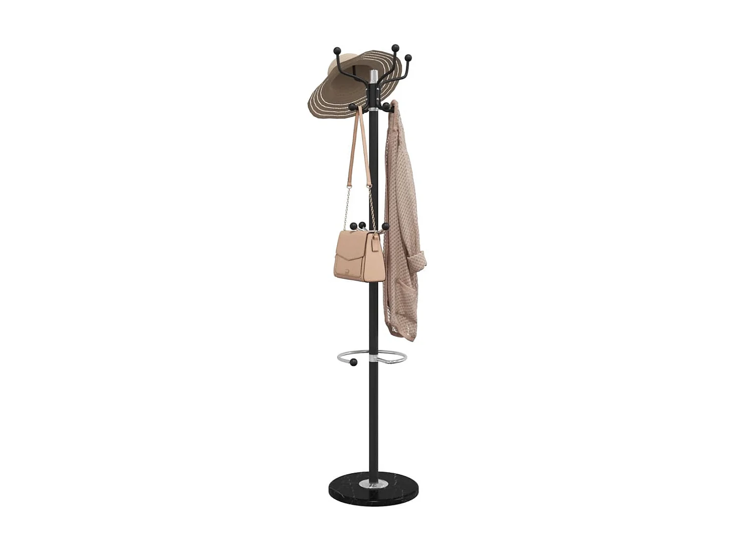 Porte-manteau avec porte-parapluie noir fer enduit de poudre
