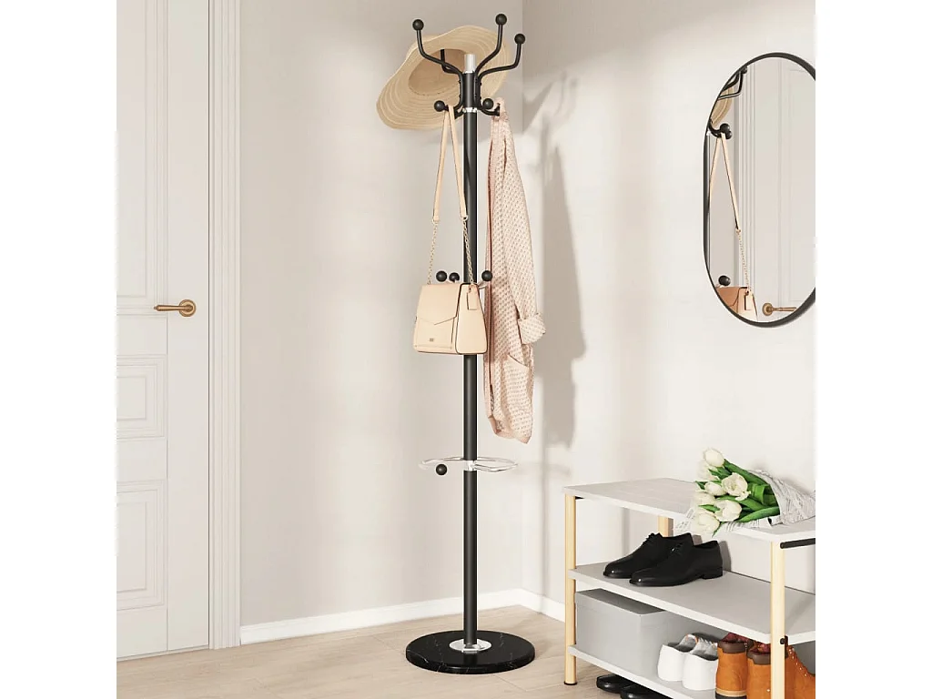 Porte-manteau avec porte-parapluie noir fer enduit de poudre