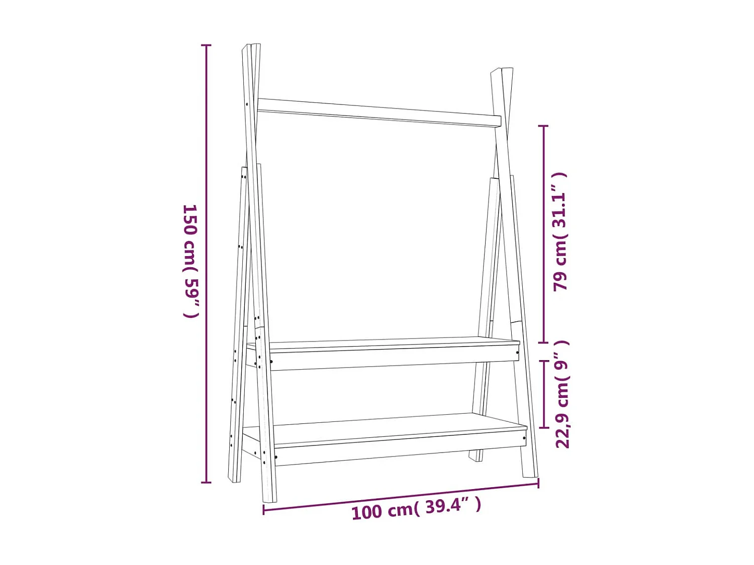 Porte-vêtements 100x45,5x150 cm Bois de pin massif