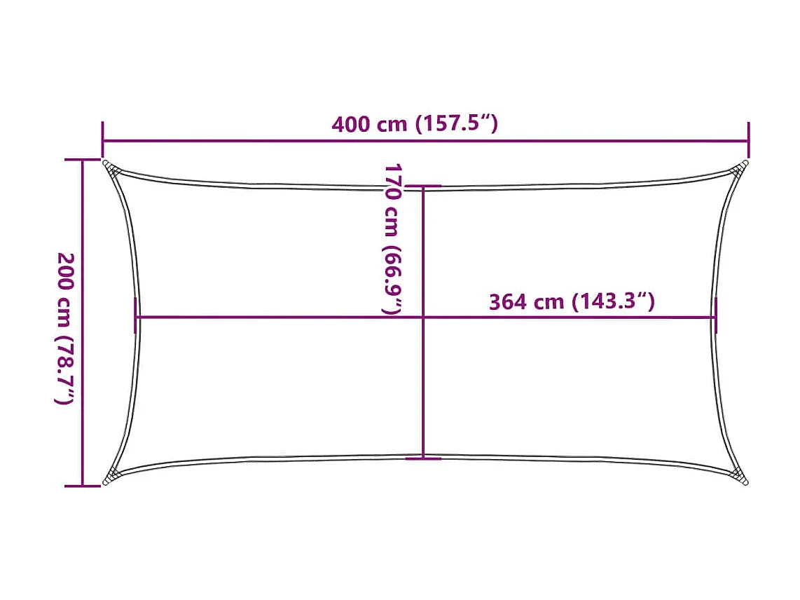 Voile d'ombrage sable 4x2 m 100 % polyester oxford