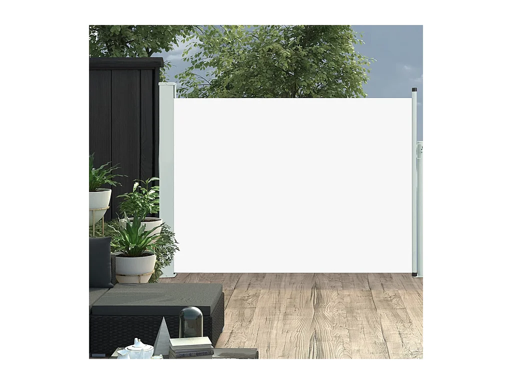 Auvent latéral rétractable de patio 120x500 cm Crème