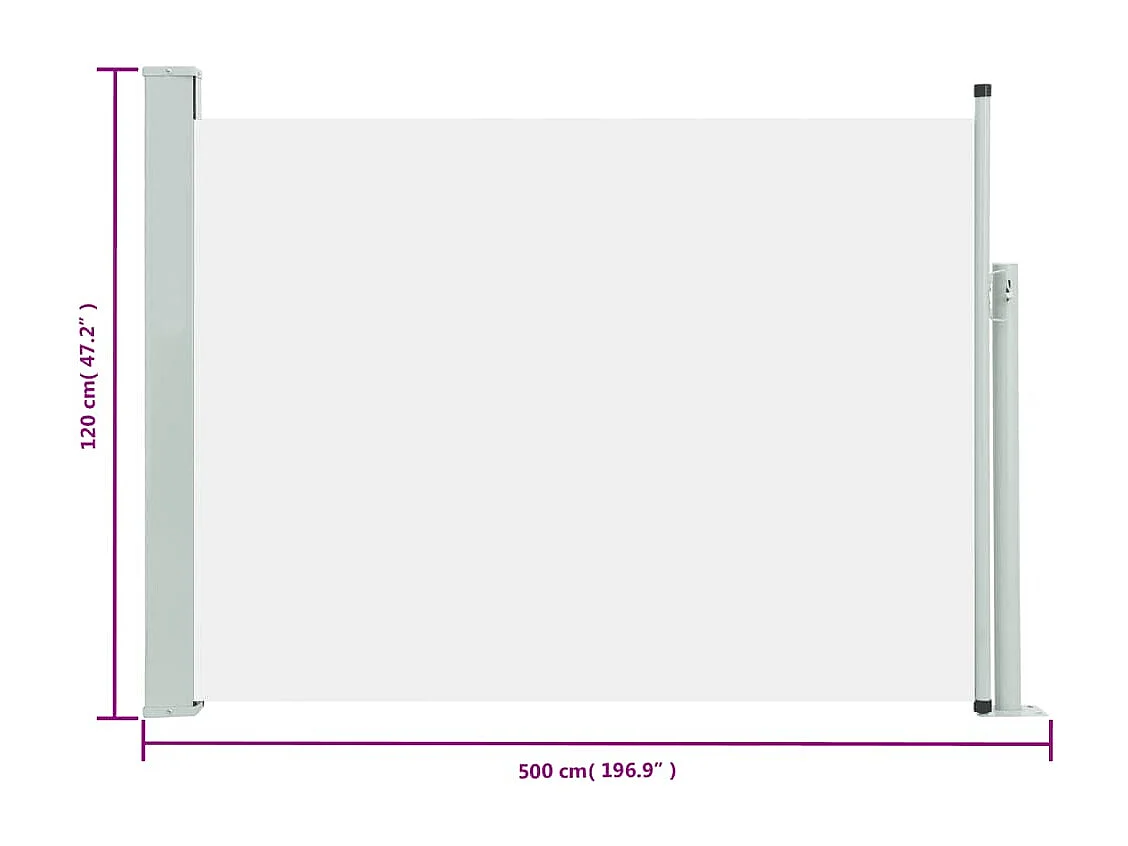 Auvent latéral rétractable de patio 120x500 cm Crème