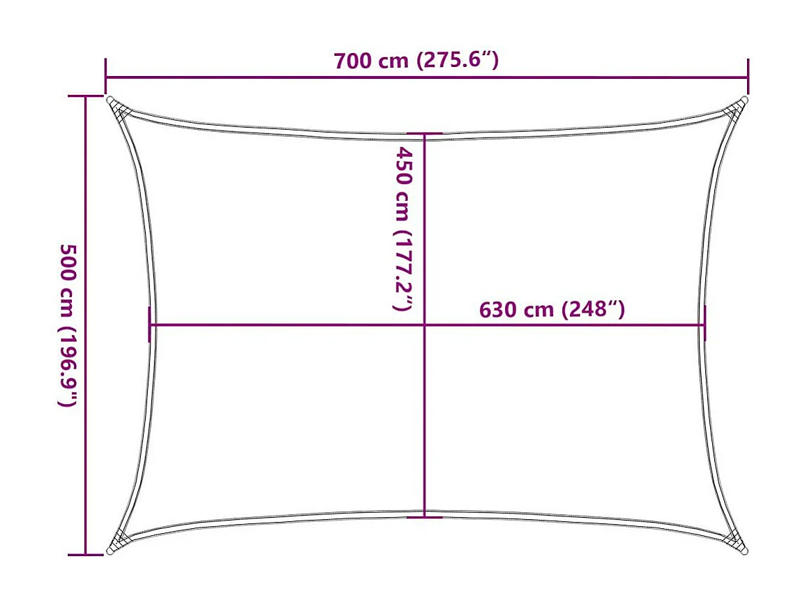 Sombra vela 160 g/m² retangular azul 5x7 m HDPE