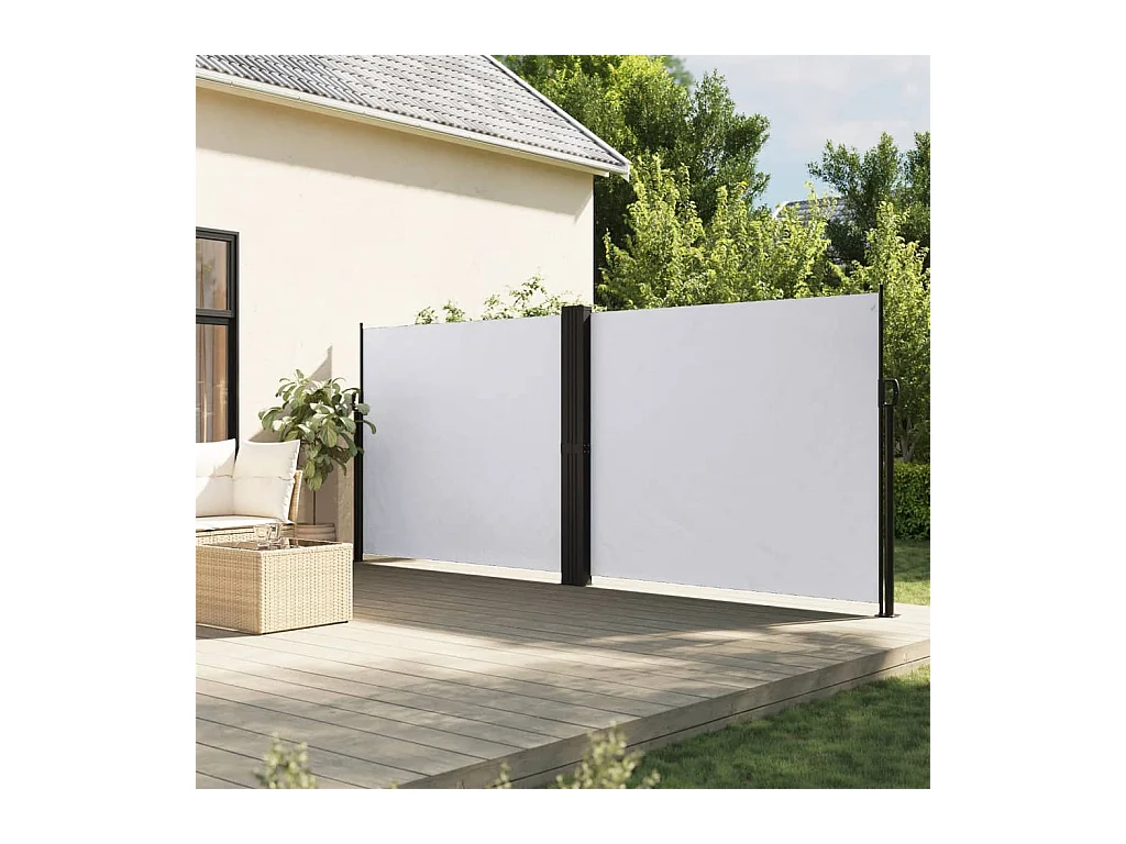 Weiße einziehbare Seitenmarkise 160x1200 cm