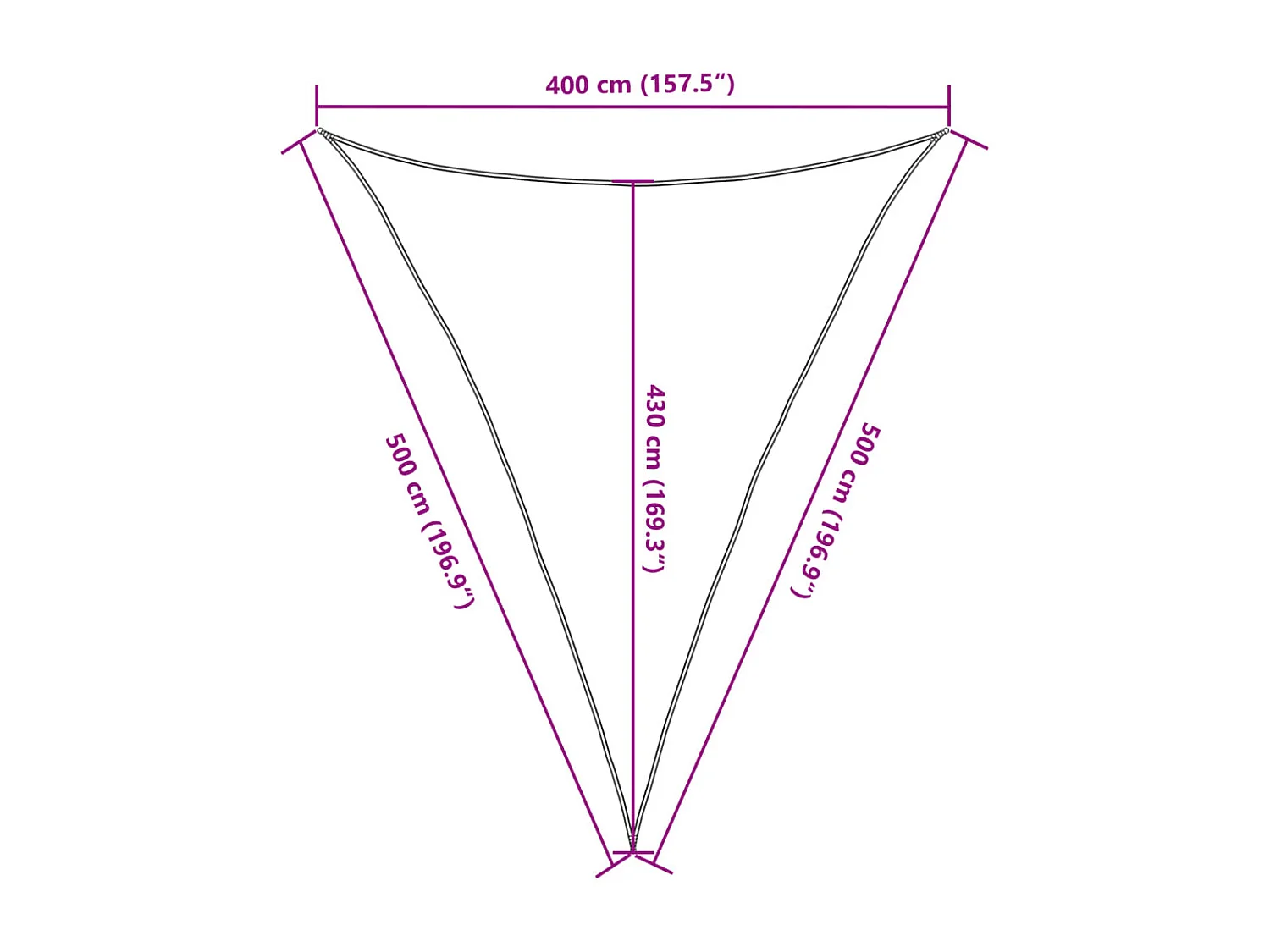 Vela cinza claro 4x5x5 m 100% poliéster oxford