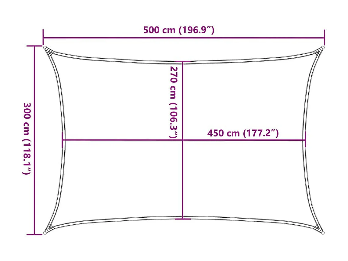 Vela ombreggiante 160 g/m² Nera 3x5 m HDPE