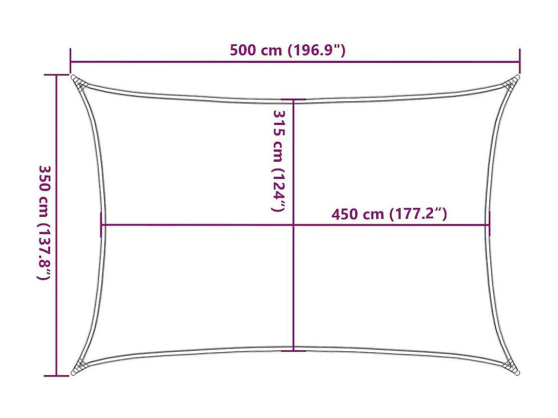Vela de sombra 160 g/m² retangular amarelo 3,5x5 m HDPE