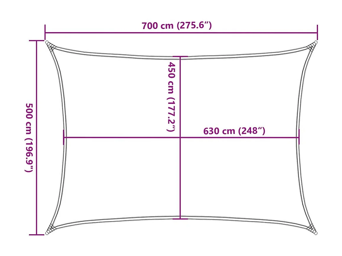 Sombra vela 160 g/m² retangular laranja 5x7 m HDPE