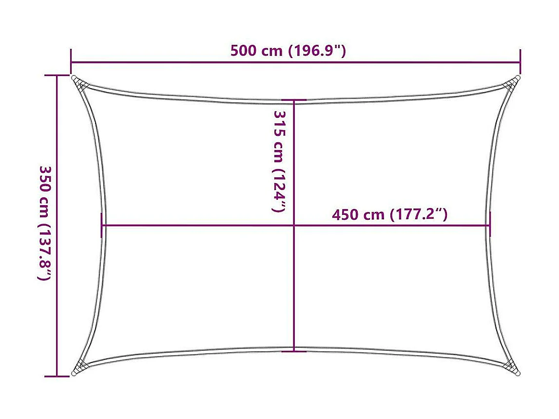 Vela ombreggiante 160 g/m² rettangolare blu 3,5x5 mt HDPE