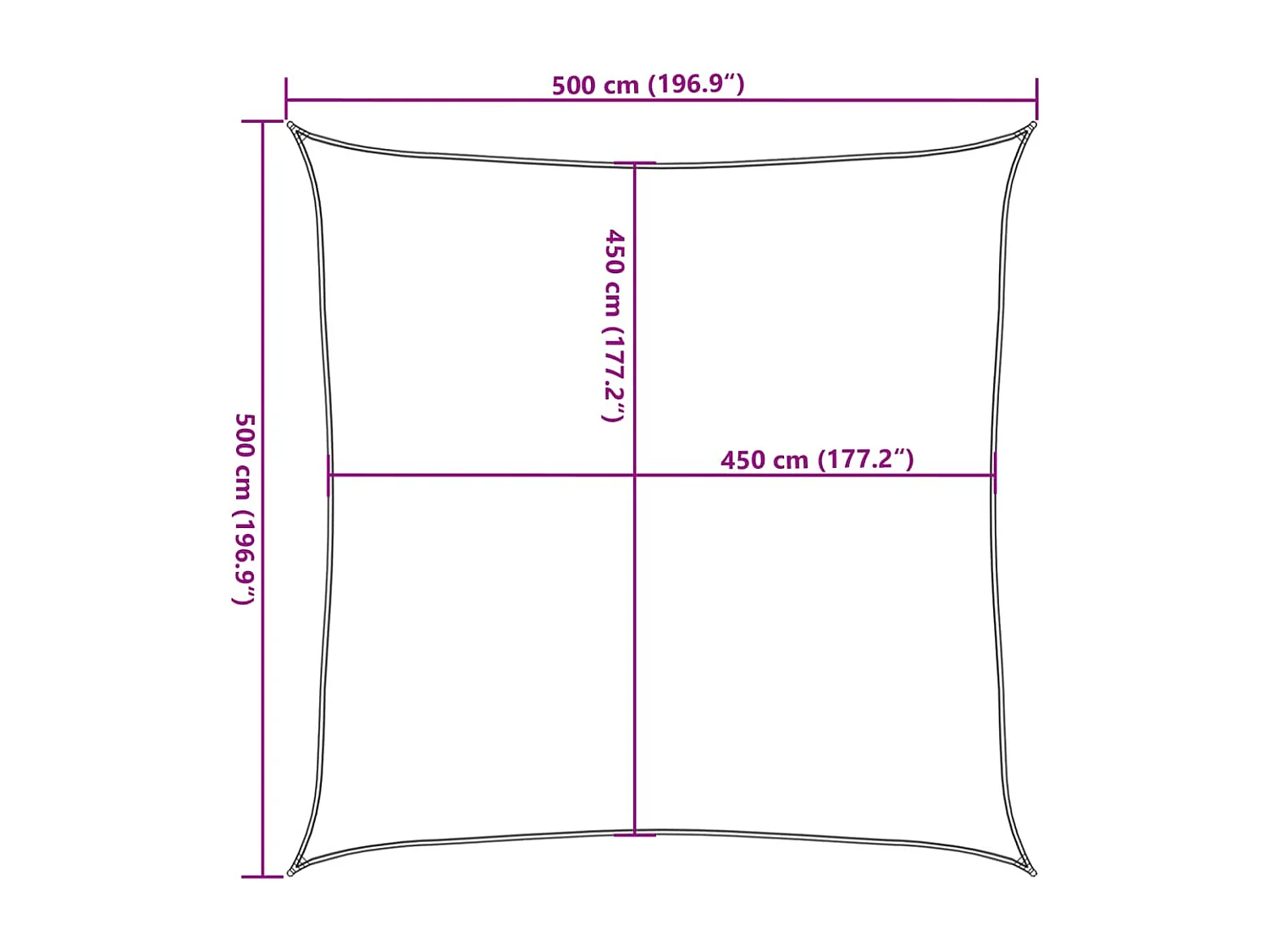 Vela ombreggiante quadrata blu 5x5 mt 160 g/m² HDPE