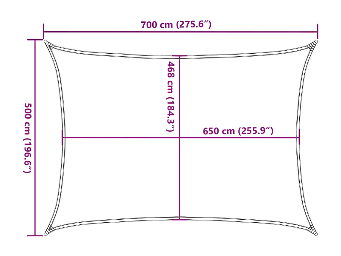 Voile d'ombrage sable 7x5 m 100 % polyester oxford