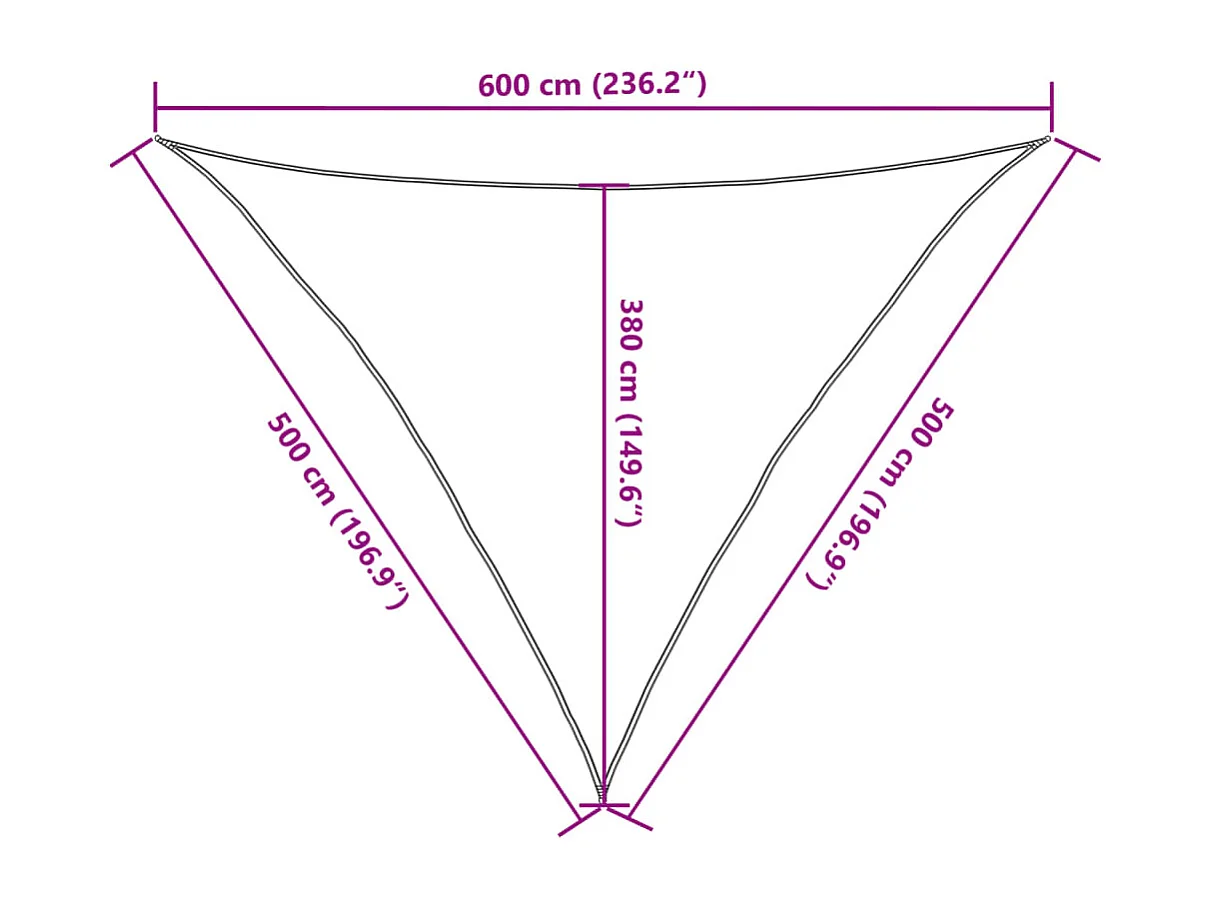 Voile d'ombrage gris clair 5x5x6 m 100% polyester oxford