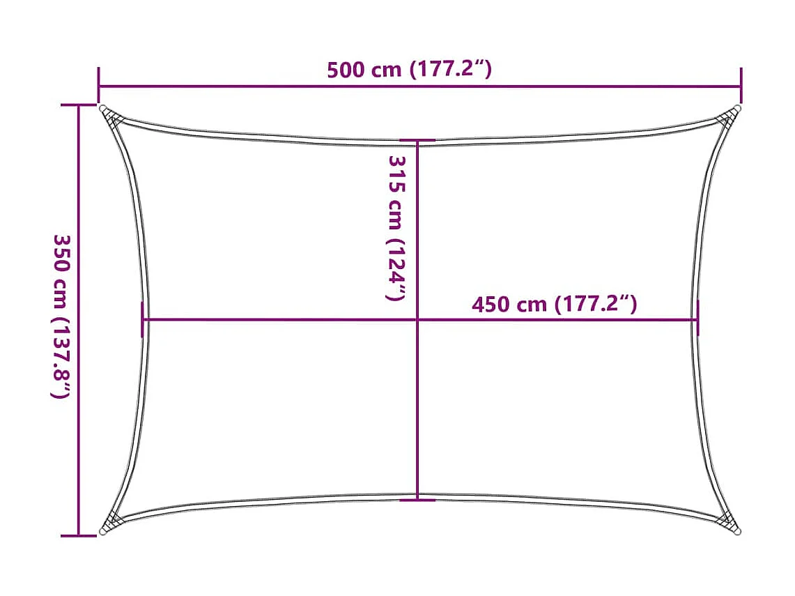 Vela de sombra 160 g/m² areia retangular 3,5x5 m HDPE