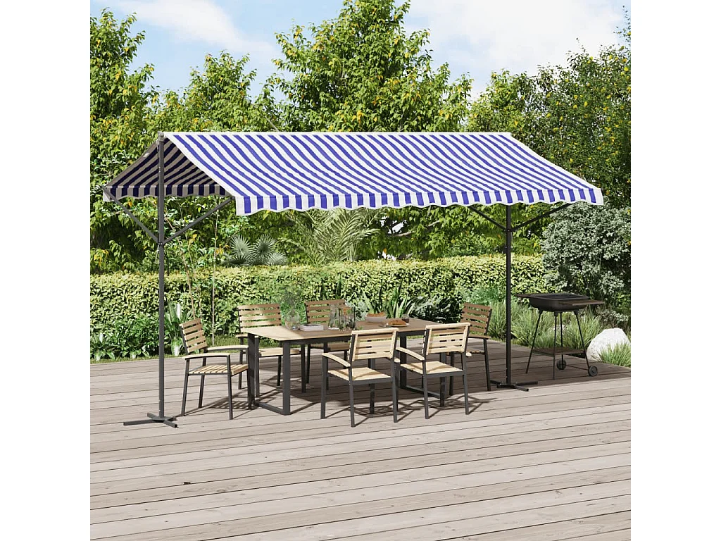 Blau-weiße selbsttragende Markise 400x300 cm aus Stoff und Stahl