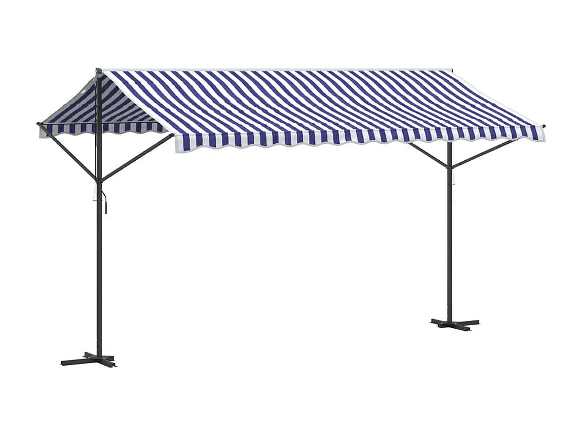 Blau-weiße selbsttragende Markise 400x300 cm aus Stoff und Stahl