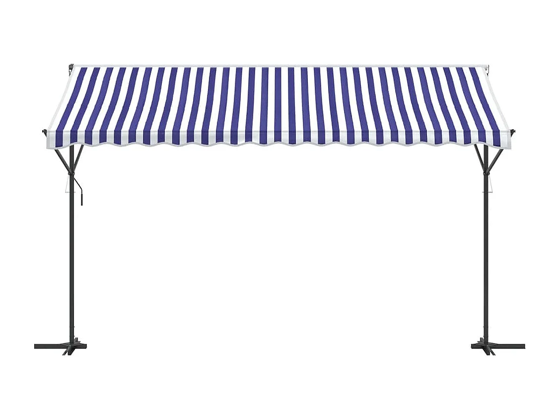 Blau-weiße selbsttragende Markise 400x300 cm aus Stoff und Stahl