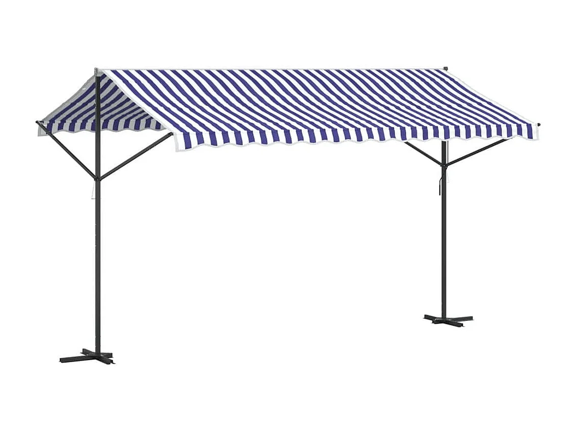 Blau-weiße selbsttragende Markise 400x300 cm aus Stoff und Stahl
