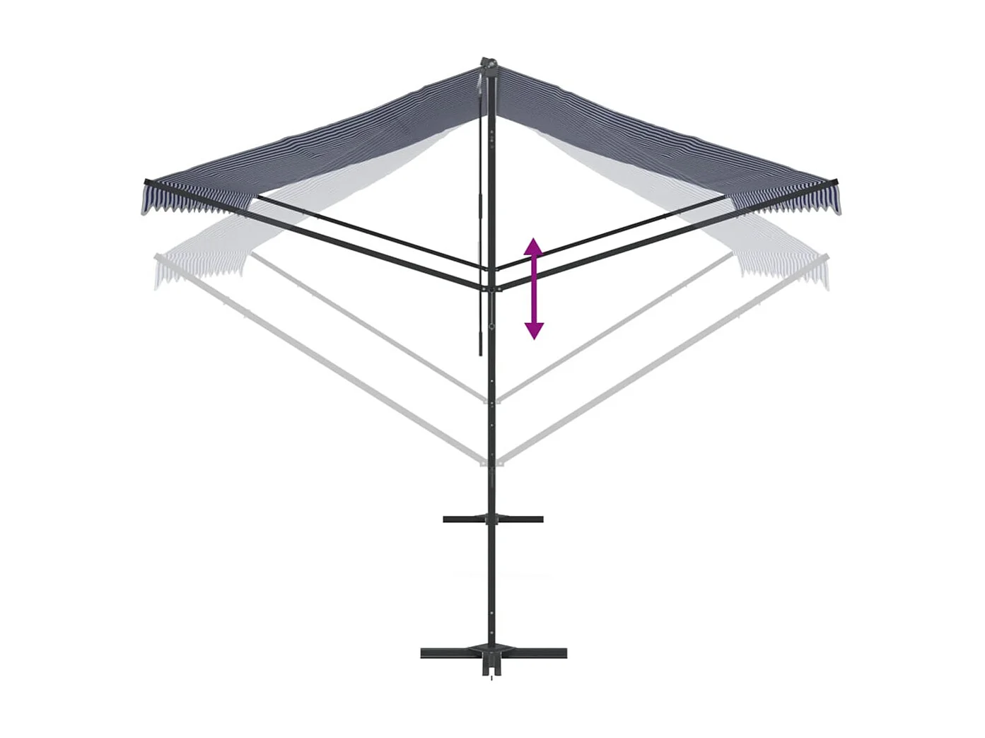 Blau-weiße selbsttragende Markise 400x300 cm aus Stoff und Stahl