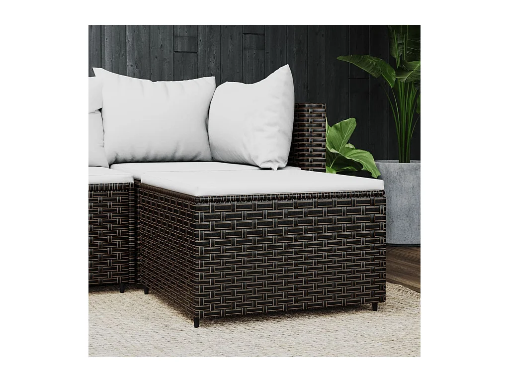 Repose-pied de jardin avec coussin marron résine tressée